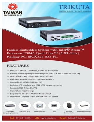 Fanless Embedded System with Intel® Atom™ Processor E3845 Quad Core™ (1.91 GHz)
