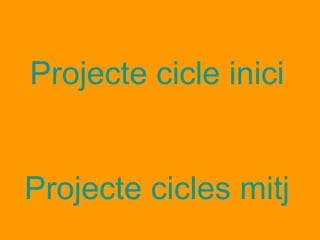 Projecte cicle inicial Projecte cicles mitjà i superior 
