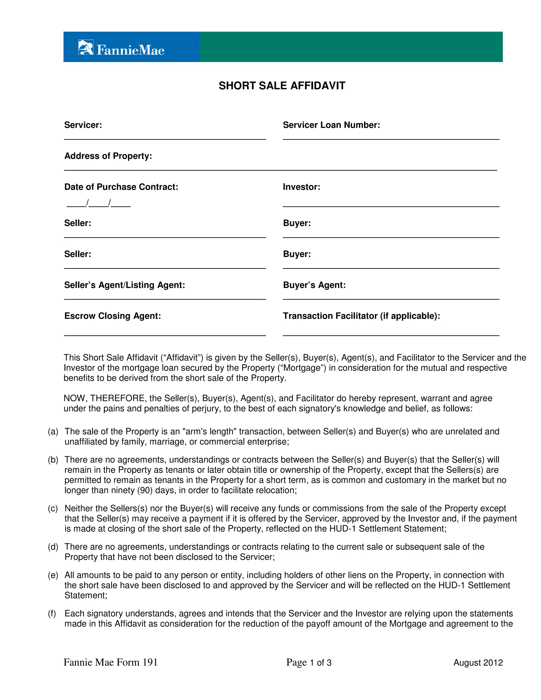 Fannie mae short sale affidavit .shortsalecolo.com