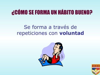 ¿CÓMO SE FORMA UN HÁBITO BUENO? Se forma a través de repeticiones con  voluntad 