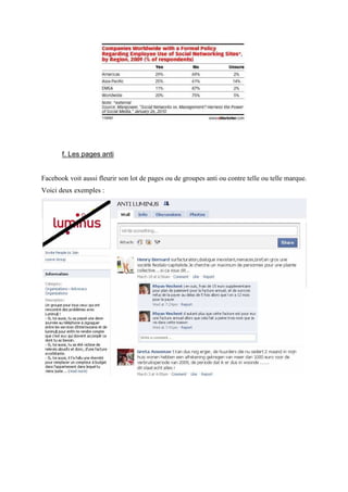 f. Les pages anti


Facebook voit aussi fleurir son lot de pages ou de groupes anti ou contre telle ou telle marque.
Voici deux exemples :
 