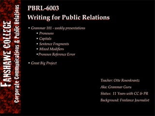 Fanshawe CC & PR Orientation 08