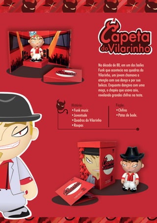 6262
Na década de 80, em um dos bailes
Funk que acontecia nas quadras do
Vilarinho, um jovem chamava a
atenção com sua dança e por sua
beleza. Enquanto dançava com uma
moça, o chapéu que usava caiu,
revelando grandes chifres na testa.
História:
•Funk music
•Juventude
•Quadras do Vilarinho
•Roupas
Ficção:
•Chifres
•Patas de bode.
 