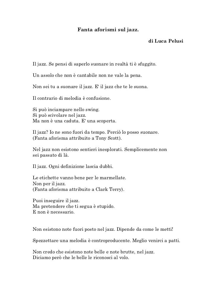 Fanta Aforismi Sul Jazz Luca Pelusi