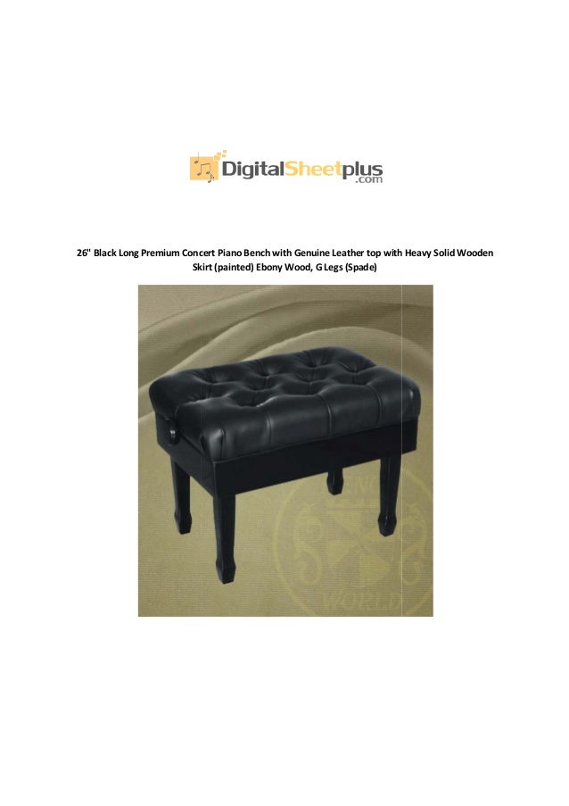 26 Black Long Premium Concert Piano Bench With Genuine Leather Top W