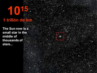 The Sun now is a small star in the middle of thousands of stars... 10 15 1 trillón de km 