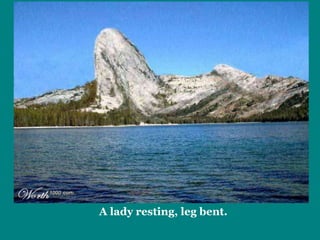 A lady resting, leg bent.
 