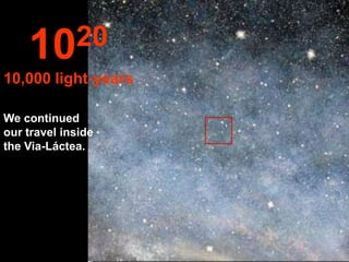 10 20
10,000 light-years

We continued
our travel inside
the Via-Láctea.
 