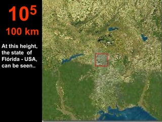 10 5
 100 km
At this height,
the state of
Flórida - USA,
can be seen..
 