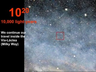 10       20
10,000 light-years

We continue our
travel inside the
Via-Láctea
(Milky Way)
 
