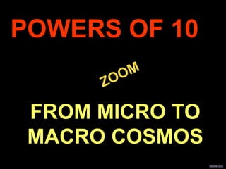 POWERS OF 10
              M
          ZOO

     FROM MICRO TO
     MACRO COSMOS
.
                     Nidokidos
 