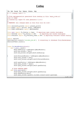 Fantasy cricket game using python(intershala project) | PDF