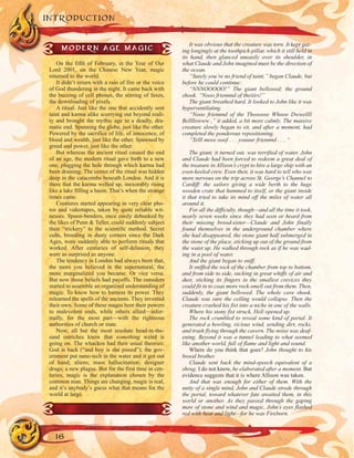 It was obvious that the creature was torn. It kept gaz-
ing longingly at the toothpick-pillar, which it still held in
its hand, then glanced uneasily over its shoulder, in
what Claude and John imagined must be the direction of
the ocean.
“Surely you’re no friend of taint,” began Claude, but
before he could continue:
“NNNOOOOO!” The giant bellowed; the ground
shook. “Nooo friennnd of theiiirs!”
The giant breathed hard. It looked to John like it was
hyperventilating.
“Nooo friennnd of the Thoooose Whooo Dwwellll
Bellllowww ,” it added, a bit more calmly. The massive
creature slowly began to sit, and after a moment, had
completed the ponderous repositioning.
“Telll meee ooof . . . youuur friennnd . . . “
The giant, it turned out, was terrified of water. John
and Claude had been forced to redeem a great deal of
the treasure in Allison’s crypt to hire a large ship with an
even-keeled crew. Even then, it was hard to tell who was
more nervous on the trip across St. George’s Channel to
Cardiff: the sailors giving a wide berth to the huge
wooden crate that hummed to itself, or the giant inside
it that tried to take its mind off the miles of water all
around it.
For all the difficulty, though—and all the time it took,
nearly seven weeks since they had seen or heard from
their missing brood-sister—Claude and John finally
found themselves in the underground chamber where
she had disappeared, the stone giant half submerged in
the stone of the place, sticking up out of the ground from
the waist up. He walked through rock as if he was wad-
ing in a pool of water.
And the giant began to sniff.
It sniffed the rock of the chamber from top to bottom,
and from side to side, sucking in great whiffs of air and
dust, sticking its fingers in the smallest crevices they
could fit in to coax more rock-smell out from them. Then,
suddenly, the giant bellowed. The whole cave shook.
Claude was sure the ceiling would collapse. Then the
creature crashed his fist into a niche in one of the walls.
Where his stony fist struck, Hell opened up.
The rock crumbled to reveal some kind of portal. It
generated a howling, vicious wind, sending dirt, rocks,
and trash flying through the cavern. The noise was deaf-
ening. Beyond it was a tunnel leading to what seemed
like another world, full of flame and light and sound.
Where do you think that goes? John thought to his
brood brother.
Claude sent back the mind-speech equivalent of a
shrug. I do not know, he elaborated after a moment. But
evidence suggests that it is where Allison was taken.
And that was enough for either of them. With the
unity of a single mind, John and Claude strode through
the portal, toward whatever fate awaited them, in this
world or another. As they passed through the gaping
maw of stone and wind and magic, John’s eyes flashed
red with heat and light—for he was Fireborn.
INTRODUCTION
16
MODERN AGE MAGIC
On the fifth of February, in the Year of Our
Lord 2001, on the Chinese New Year, magic
returned to the world.
It didn’t return with a rain of fire or the voice
of God thundering in the night. It came back with
the buzzing of cell phones, the stirring of faxes,
the downloading of pixels.
A ritual. Just like the one that accidently sent
taint and karma alike scurrying out beyond reali-
ty and brought the mythic age to a deadly, dra-
matic end. Spanning the globe, just like the other.
Powered by the sacrifice of life, of innocence, of
blood and wealth, just like the other. Spawned by
greed and power, just like the other.
But whereas the ancient ritual caused the end
of an age, the modern ritual gave birth to a new
one, plugging the hole through which karma had
been draining. The center of the ritual was hidden
deep in the catacombs beneath London. And it is
there that the karma welled up, inexorably rising
like a lake filling a basin. That’s when the strange
times came.
Creatures started appearing in very clear pho-
tos and videotapes, taken by quite reliable wit-
nesses. Spoon-benders, once easily debunked by
the likes of Penn & Teller, could suddenly subject
their “trickery” to the scientific method. Secret
cults, brooding in dusty corners since the Dark
Ages, were suddenly able to perform rituals that
worked. After centuries of self-delusion, they
were as surprised as anyone.
The tendency in London had always been that,
the more you believed in the supernatural, the
more marginalized you became. Or vice versa.
But now those beliefs had payoffs. The outsiders
started to assemble an organized understanding of
magic. To know how to harness its power. They
relearned the spells of the ancients. They invented
their own. Some of these mages bent their powers
to malevolent ends, while others allied—infor-
mally, for the most part—with the righteous
authorities of church or state.
Now, all but the most resolute head-in-the-
sand ostriches know that something weird is
going on. The whackos had their usual theories:
God is back (“and boy is she pissed”); the gov-
ernment put nano-tech in the water and it got out
of hand; aliens; mass hallucination; designer
drugs; a new plague. But for the first time in cen-
turies, magic is the explanation chosen by the
common man. Things are changing, magic is real,
and it’s anybody’s guess what that means for the
world at large.
 