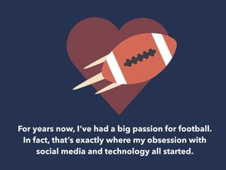 For years now, I’ve had a big passion for football. 
In fact, that’s exactly where my obsession with 
social media and tec...