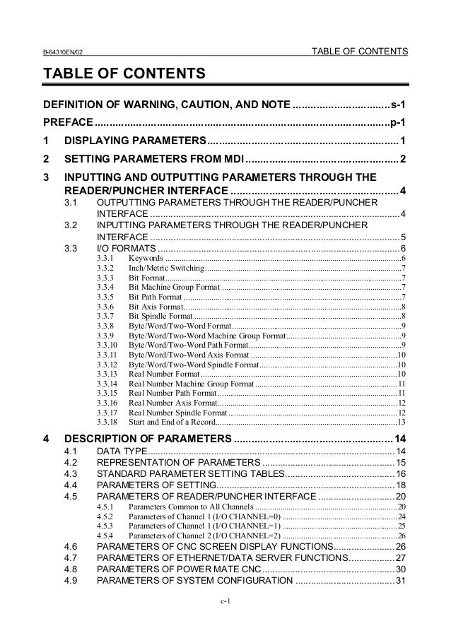 fanuc otc parameter manual fanuc otc parameter manual