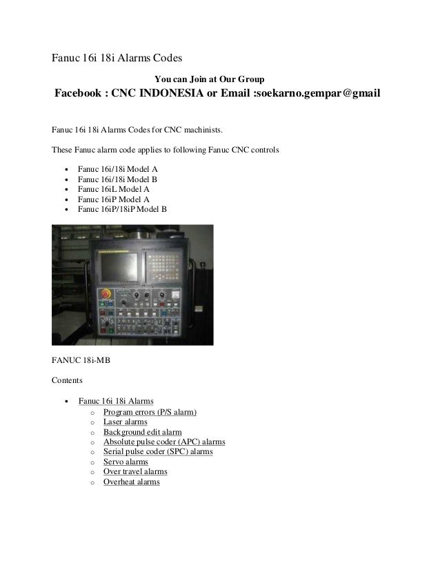 Fanuc 16i 18i alarms