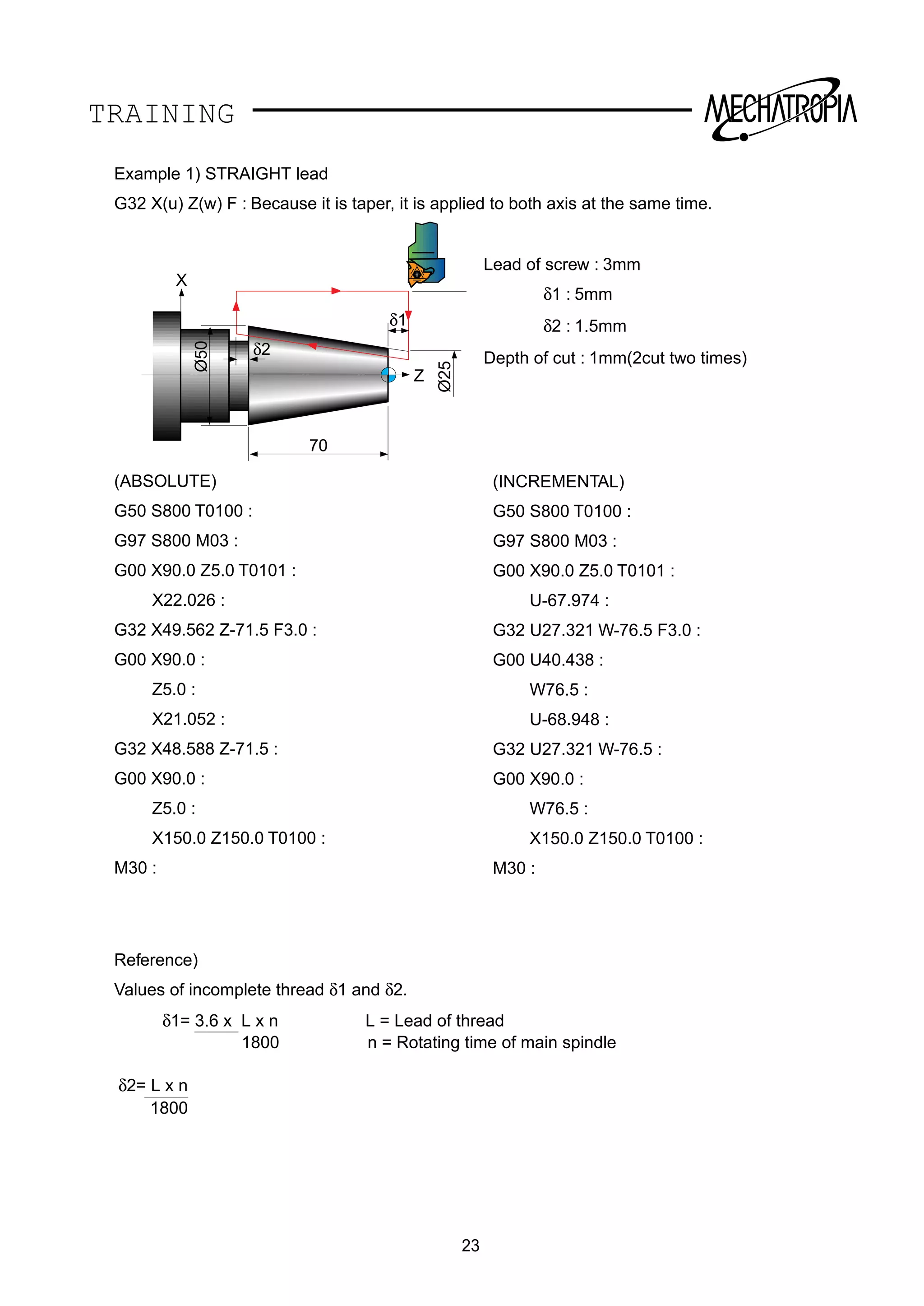 Fanuc ot g code training manual | PDF