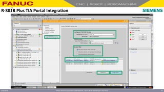 FANUC America Corporation CONFIDENTIAL - Not To Be Re-Distributed In Any Form
4/23/2018 56
R-30+B Plus TIA Portal Integration
 