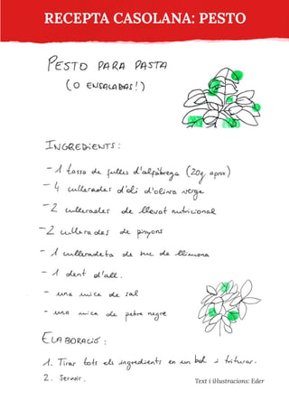RECEPTA CASOLANA: PESTO
Text i il·lustracions: Eder
 
