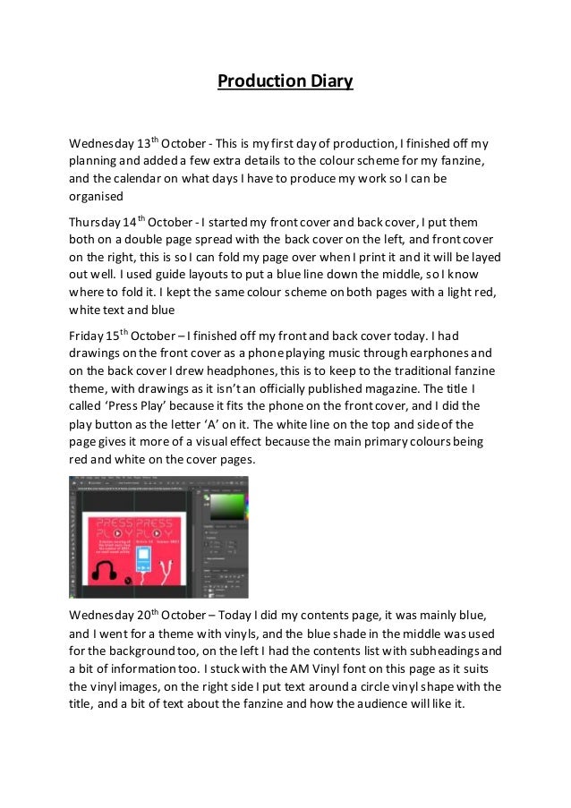 Fanzine production diary 2 fanzine production diary 1 638