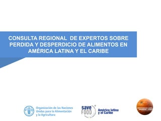CONSULTA REGIONAL DE EXPERTOS SOBRE PERDIDA Y DESPERDICIO DE ALIMENTOS EN AMÉRICA LATINA Y EL CARIBE  