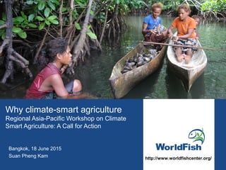 Why climate-smart agriculture
Regional Asia-Pacific Workshop on Climate
Smart Agriculture: A Call for Action
Bangkok, 18 June 2015
Suan Pheng Kam http://www.worldfishcenter.org/
 