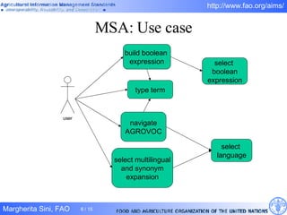 MSA: Use case navigate AGROVOC build boolean  expression select multilingual and synonym expansion type term select  boolean expression select  language 
