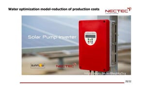 Water optimization model-reduction of production costs
 