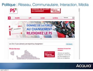 Politique : Réseau, Communautaire, Interaction, Média




jeudi 5 juillet 12
 