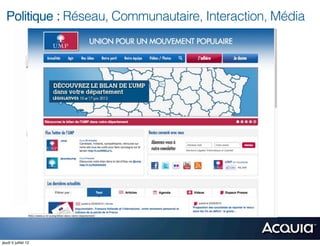 Politique : Réseau, Communautaire, Interaction, Média




jeudi 5 juillet 12
 