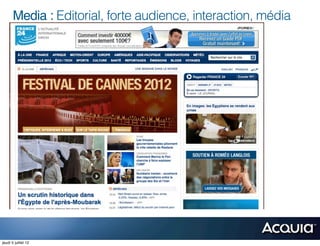 Media : Editorial, forte audience, interaction, média




jeudi 5 juillet 12
 