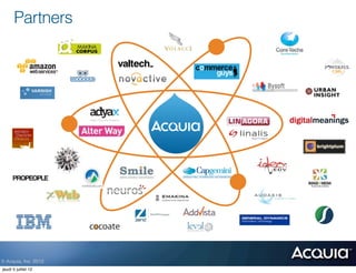 Partners




© Acquia, Inc. 2012.
jeudi 5 juillet 12
 