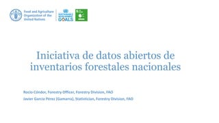 Iniciativa de datos abiertos de
inventarios forestales nacionales
Rocío Cóndor, Forestry Officer, Forestry Division, FAO
Javier García Pérez (Gamarra), Statistician, Forestry Division, FAO
 