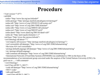 Procedure =CONCATENATE("<owl:Class rdf:ID=""",J2,"""><rdfs:subClassOf><owl:Class rdf:ID=""c_",B2,"""/></rdfs:subClassOf><rdfs:label xml:lang=""en""><![CDATA[",D2,"]]></rdfs:label><code><![CDATA[",J2,"]]></code><TAGNAME><![CDATA[",J2,"]]></TAGNAME>",S2, T2,"</owl:Class>") <?xml version="1.0"?> <rdf:RDF xmlns="http://www.fao.org/aos/infoods#" xmlns:protege="http://protege.stanford.edu/plugins/owl/protege#" xmlns:rdf="http://www.w3.org/1999/02/22-rdf-syntax-ns#" xmlns:xsd="http://www.w3.org/2001/XMLSchema#" xmlns:rdfs="http://www.w3.org/2000/01/rdf-schema#" xmlns:owl="http://www.w3.org/2002/07/owl#" xmlns:daml="http://www.daml.org/2001/03/daml+oil#" xmlns:dc="http://purl.org/dc/elements/1.1/" xml:base="http://www.fao.org/aos/infoods"> <owl:Ontology rdf:about=""> <owl:imports rdf:resource="http://protege.stanford.edu/plugins/owl/protege"/> <owl:versionInfo rdf:datatype="http://www.w3.org/2001/XMLSchema#string" >Revision 4.0</owl:versionInfo> <protege:defaultLanguage rdf:datatype="http://www.w3.org/2001/XMLSchema#string" >en</protege:defaultLanguage> <rdfs:comment rdf:datatype="http://www.w3.org/2001/XMLSchema#string" >International Network of Food Data Systems (INFOODS) was established in 1984 on the basis of the recommendations of an international group convened under the auspices of the United Nations University (UNU). Its goal was to .....</rdfs:comment> </owl:Ontology> <owl:Class rdf:ID="c_0413"> <code rdf:datatype="http://www.w3.org/2001/XMLSchema#string" >0413</code> <rdfs:subClassOf> <owl:Class rdf:ID="c_041"/> </rdfs:subClassOf> <rdfs:label xml:lang="en">Vitamin D</rdfs:label> </owl:Class> 