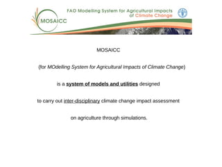 Fao Model Fao modelling system for agricultural impacts of climate change | PDF