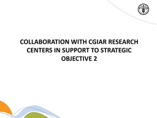 COLLABORATION WITH CGIAR RESEARCH
CENTERS IN SUPPORT TO STRATEGIC
OBJECTIVE 2
 
