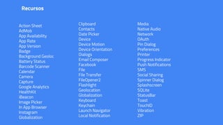 Action Sheet
AdMob
App Availability
App Rate
App Version
Badge
Background Geoloc
Battery Status
Barcode Scanner
Calendar
Camera
Capture
Google Analytics
HealthKit
iBeacon
Image Picker
In App Browser
Instagram
Globalization
Media
Native Audio
Network
OAuth
Pin Dialog
Preferences
Printer
Progress Indicator
Push Notifications
SMS
Social Sharing
Spinner Dialog
Splashscreen
SQLite
StatusBar
Toast
TouchID
Vibration
ZIP
Clipboard
Contacts
Date Picker
Device
Device Motion
Device Orientation
Dialogs
Email Composer
Facebook
File
File Transfer
FileOpener2
Flashlight
Geolocation
Globalization
Keyboard
Keychain
Launch Navigator
Local Notification
Recursos
 