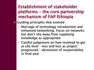 Enhancing livelihoods of poor livestock keepers through increasing use of fodder: Ethiopia Report on Output 1 - Mechanisms for strengthening and/or establishing multi-stakeholder alliances that enable scaling up and out of fodder technologies