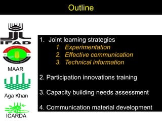 Enhancing livelihoods of poor livestock keepers through increasing use of fodder: Syria Report on Project Output 3 - Enhanced capacity of project partners  to experiment with the use of fodder innovations  through effective communication, technical inform