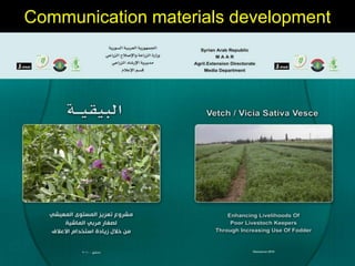 Enhancing livelihoods of poor livestock keepers through increasing use of fodder: Syria Report on Project Output 3 - Enhanced capacity of project partners  to experiment with the use of fodder innovations  through effective communication, technical inform