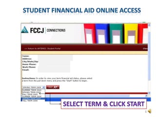 Student Financial Aid Online Access Select Term & Click Start 1 