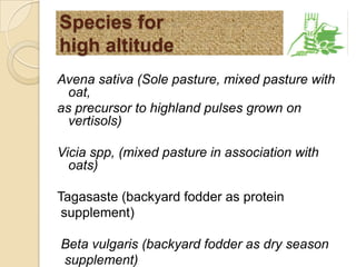 Where do Different Feed Options Fit - Biophysical niches in Ethiopia 