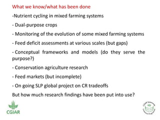 Livestock feed as a component of smallholder systems: Tradeoffs in biomass/crop residues use