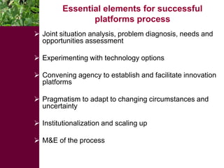 Using stakeholder platforms to enhance local innovations in the livestock sector in Ethiopia: Some Lessons