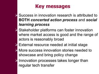 Using stakeholder platforms to enhance local innovations in the livestock sector in Ethiopia: Some Lessons