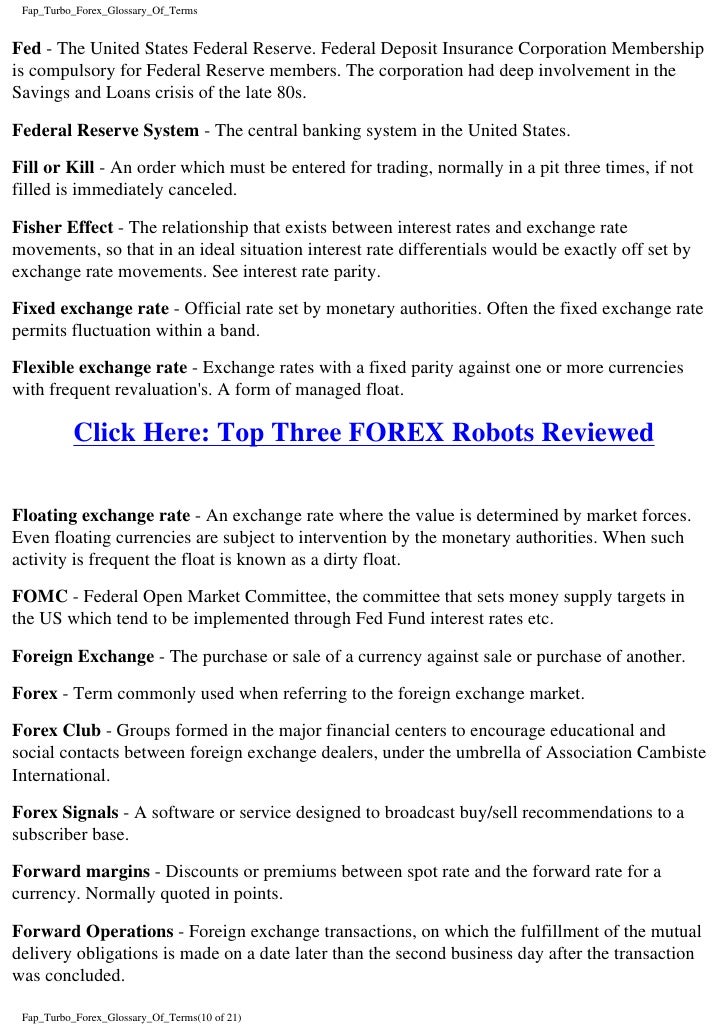 Forex terms glossary