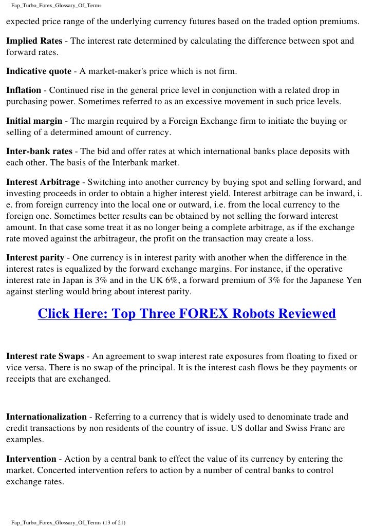 Forex glossary