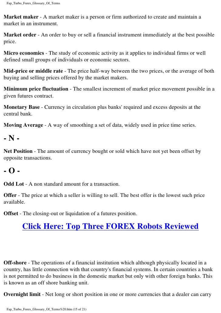 Fap Turbo Forex Glossary Of Terms - 