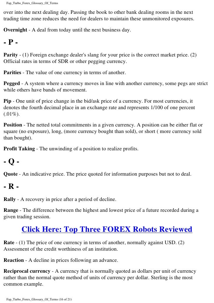 Forex glossary