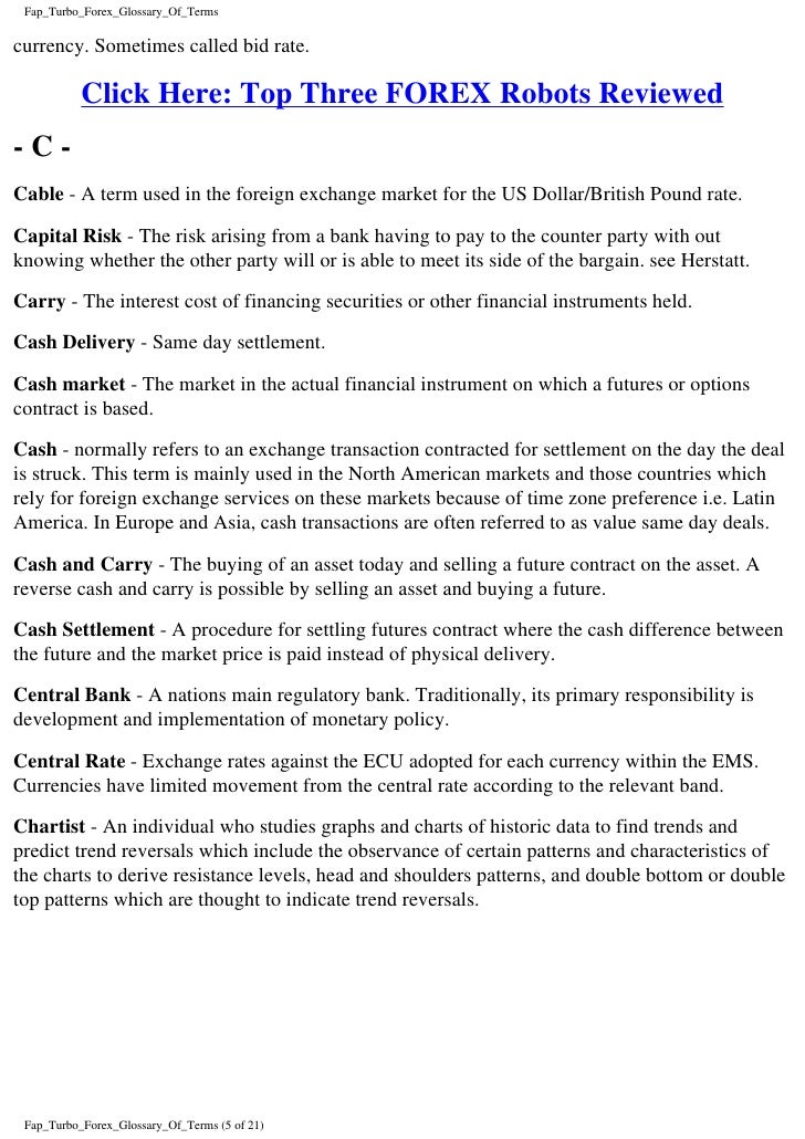 Forex terms glossary
